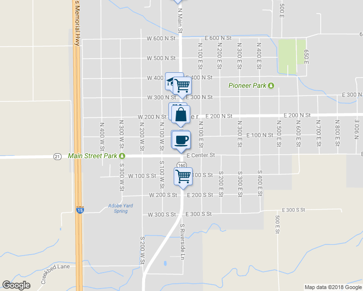 map of restaurants, bars, coffee shops, grocery stores, and more near 55 North Main Street in Beaver