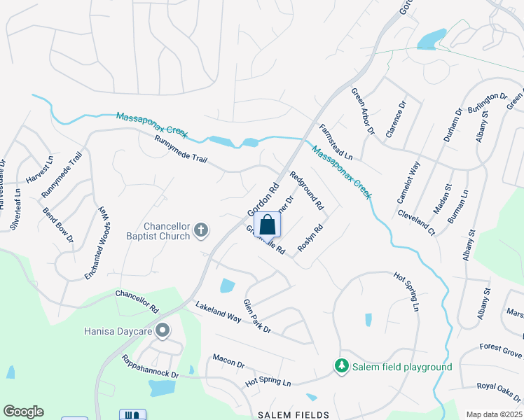 map of restaurants, bars, coffee shops, grocery stores, and more near 11411 Gordon Road in Fredericksburg