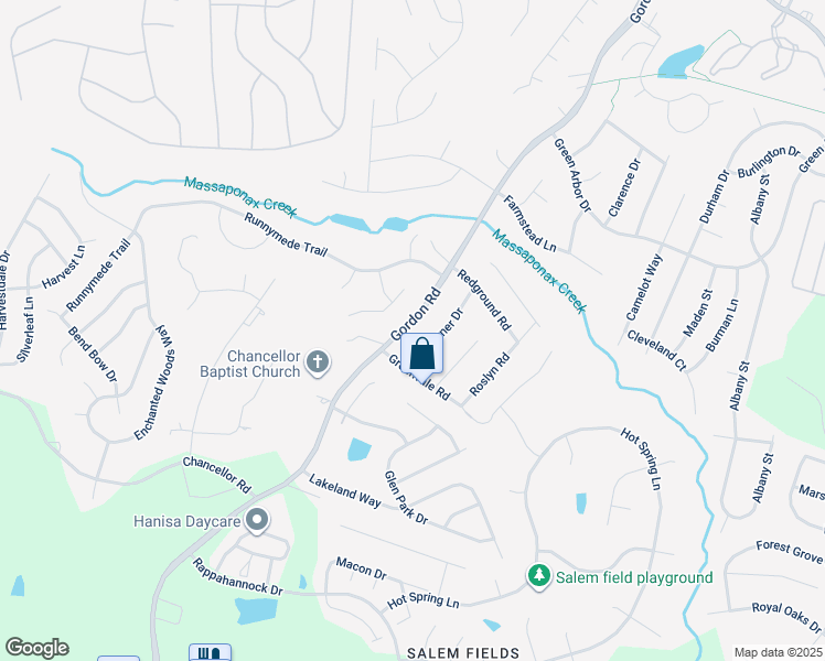 map of restaurants, bars, coffee shops, grocery stores, and more near 11411 Gordon Road in Fredericksburg