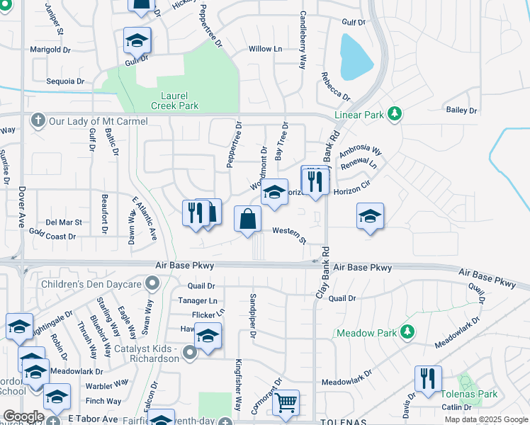 map of restaurants, bars, coffee shops, grocery stores, and more near 1128 Western Street in Fairfield