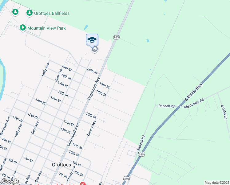 map of restaurants, bars, coffee shops, grocery stores, and more near 207 19th Street in Grottoes