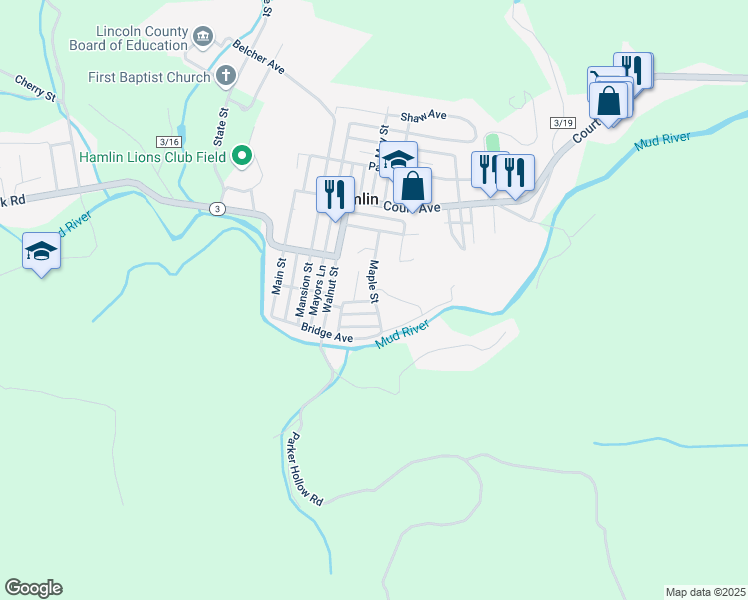 map of restaurants, bars, coffee shops, grocery stores, and more near 8138 Oak Ave in Hamlin