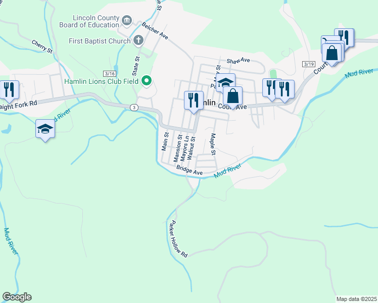 map of restaurants, bars, coffee shops, grocery stores, and more near 8049 Vine Ave in Hamlin