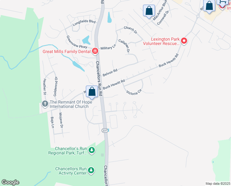 map of restaurants, bars, coffee shops, grocery stores, and more near 45724 Locust Glen Court in Great Mills