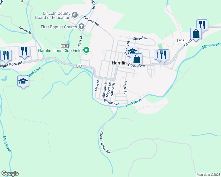 map of restaurants, bars, coffee shops, grocery stores, and more near 8049 Vine Avenue in Hamlin