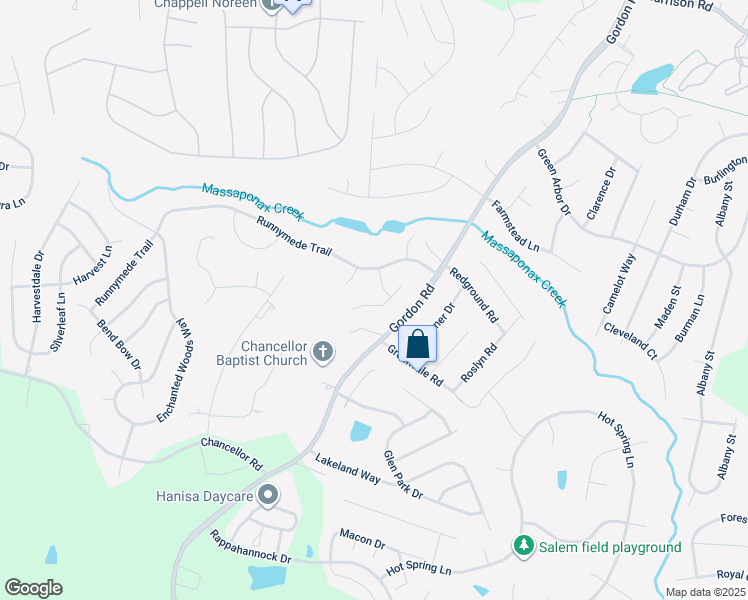 map of restaurants, bars, coffee shops, grocery stores, and more near 6911 Ridge Way Drive in Fredericksburg