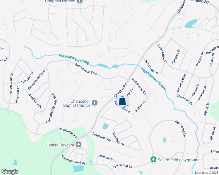 map of restaurants, bars, coffee shops, grocery stores, and more near 6911 Ridge Way Drive in Fredericksburg