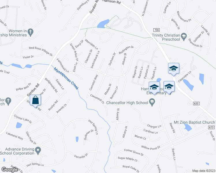 map of restaurants, bars, coffee shops, grocery stores, and more near 309 Maden Street in Fredericksburg