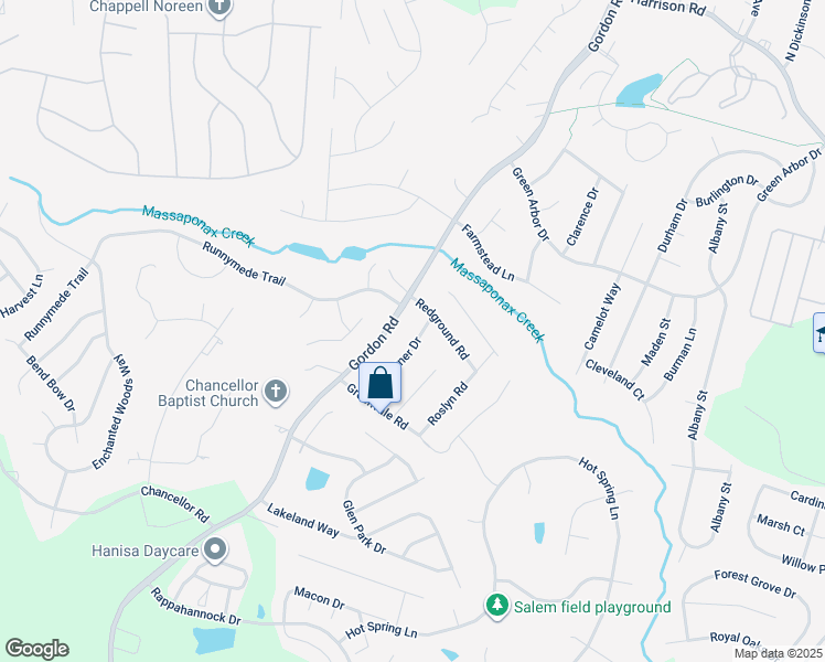 map of restaurants, bars, coffee shops, grocery stores, and more near 11504 Warner Drive in Fredericksburg