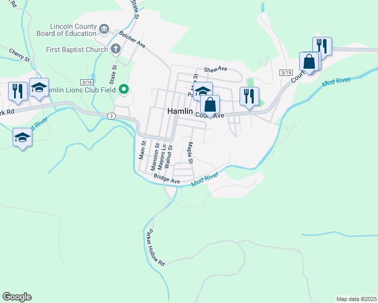 map of restaurants, bars, coffee shops, grocery stores, and more near 8118-8138 Oak Ave in Hamlin