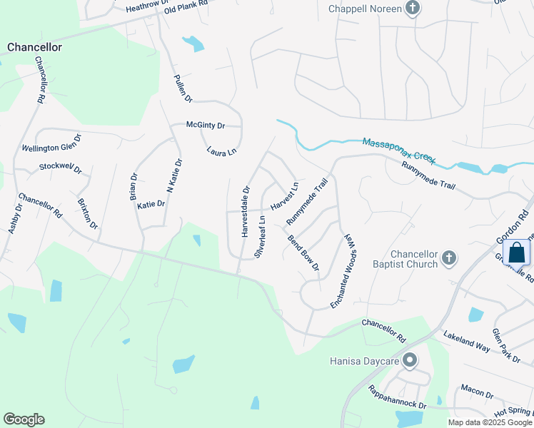 map of restaurants, bars, coffee shops, grocery stores, and more near 11400 Silverleaf Lane in Fredericksburg