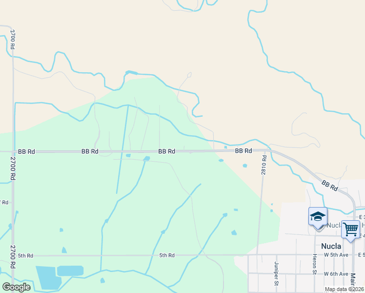 map of restaurants, bars, coffee shops, grocery stores, and more near 27701-27711 Bb Road in Nucla