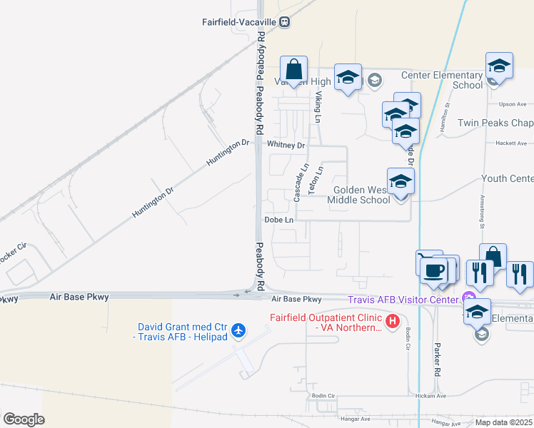 map of restaurants, bars, coffee shops, grocery stores, and more near 68 Manchester Drive in Fairfield