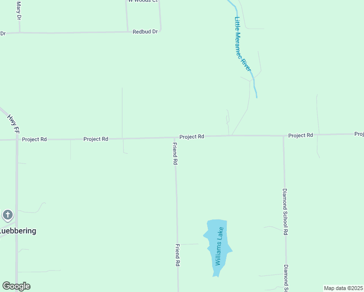 map of restaurants, bars, coffee shops, grocery stores, and more near 3964 Project Road in Luebbering