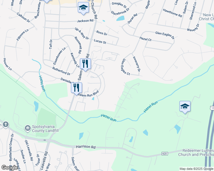 map of restaurants, bars, coffee shops, grocery stores, and more near 11721 Collinwood Court in Fredericksburg