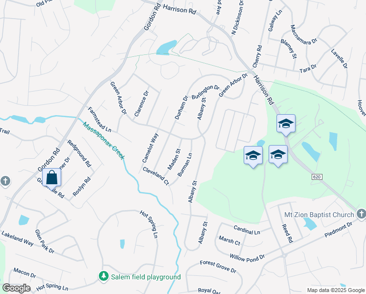 map of restaurants, bars, coffee shops, grocery stores, and more near 302 Maden Street in Fredericksburg