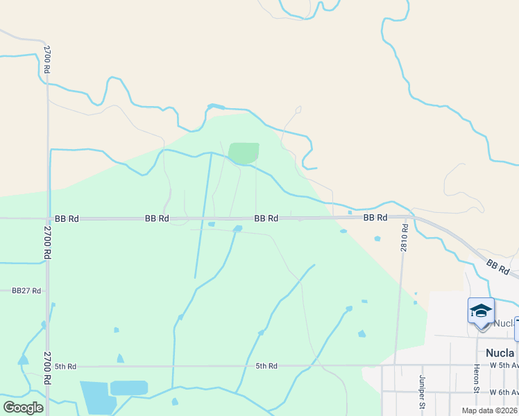 map of restaurants, bars, coffee shops, grocery stores, and more near 27701 Bb Road in Nucla