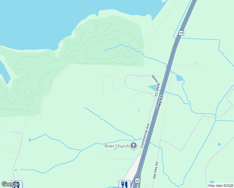 map of restaurants, bars, coffee shops, grocery stores, and more near 18150 Stoney Creek Lane in Warsaw