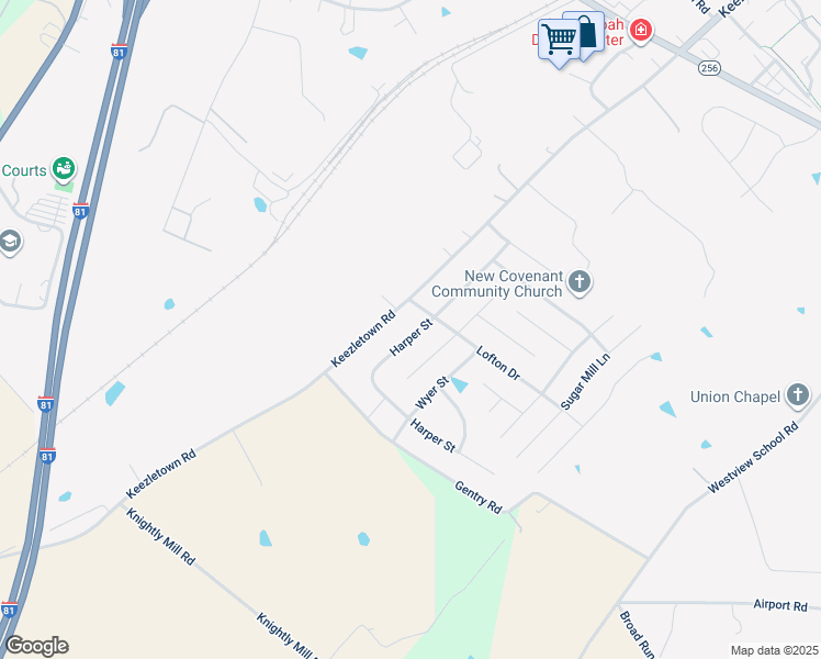 map of restaurants, bars, coffee shops, grocery stores, and more near 113 Harper Street in Weyers Cave