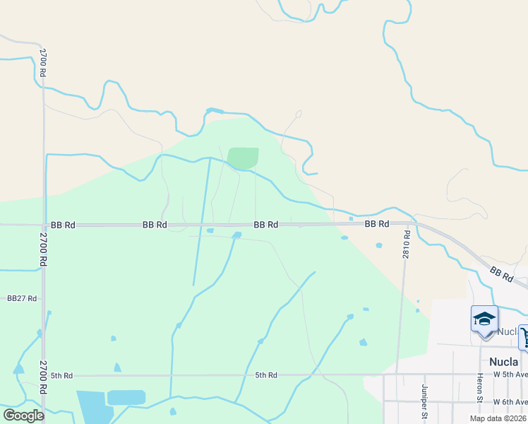 map of restaurants, bars, coffee shops, grocery stores, and more near 27701 BB Road in Nucla
