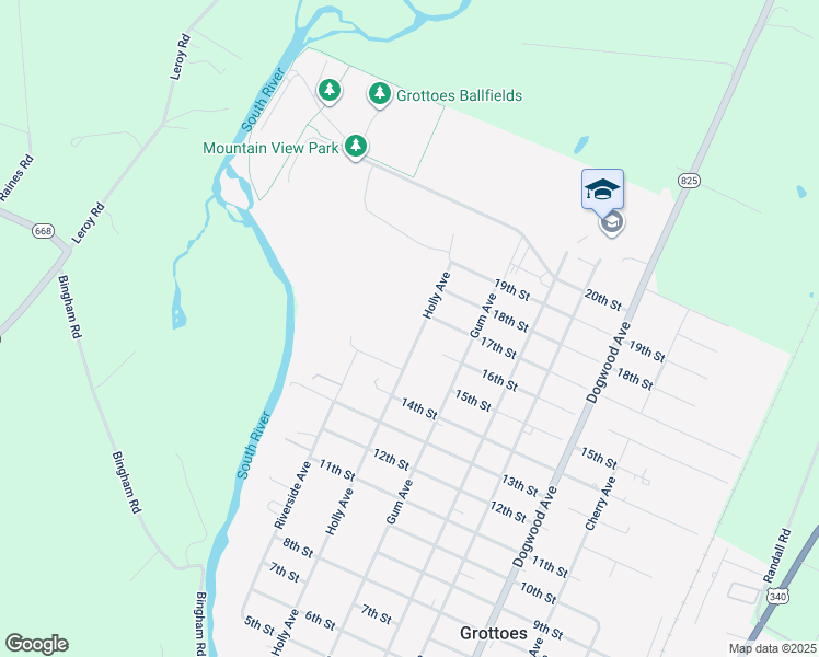 map of restaurants, bars, coffee shops, grocery stores, and more near 1603 Holly Avenue in Grottoes
