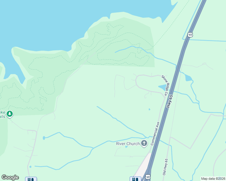 map of restaurants, bars, coffee shops, grocery stores, and more near 18150 Stoney Creek Lane in Warsaw