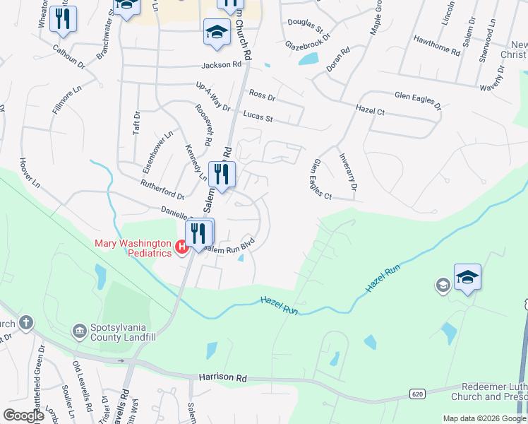 map of restaurants, bars, coffee shops, grocery stores, and more near 11728 Collinwood Court in Fredericksburg