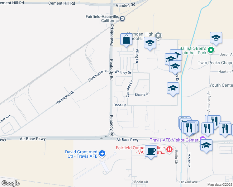 map of restaurants, bars, coffee shops, grocery stores, and more near 88 Manchester Drive in Fairfield