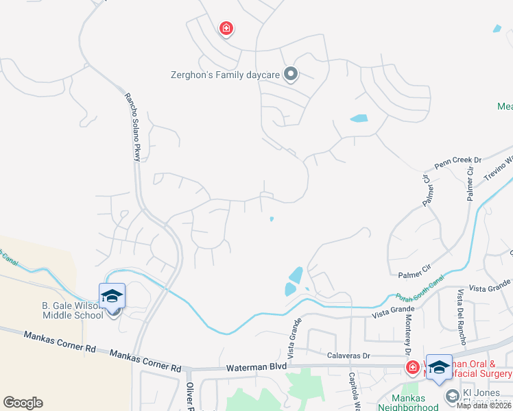 map of restaurants, bars, coffee shops, grocery stores, and more near 2493 Salishan Court in Fairfield