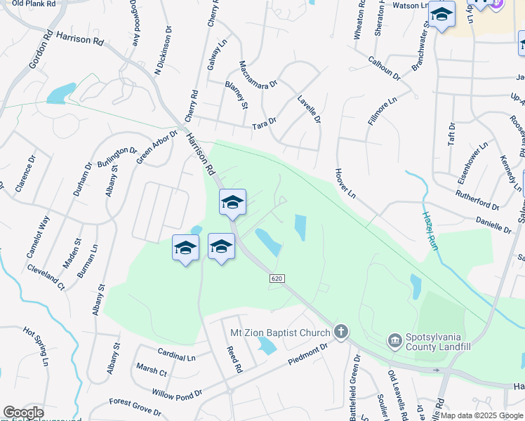 map of restaurants, bars, coffee shops, grocery stores, and more near 6301 Harrison Road in Fredericksburg