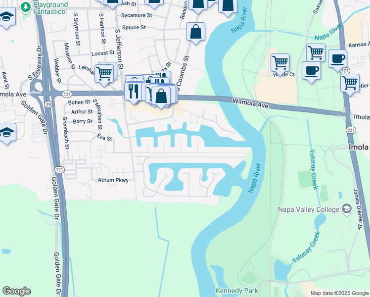 map of restaurants, bars, coffee shops, grocery stores, and more near 783 Lewis Way in Napa