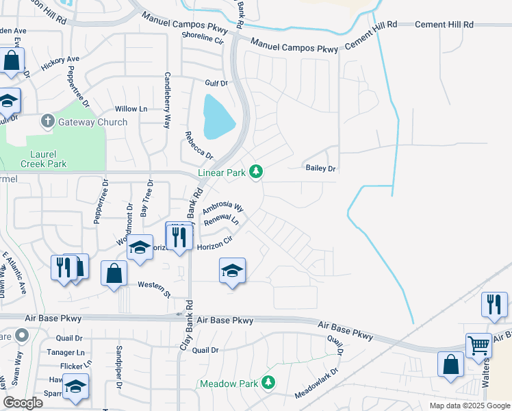 map of restaurants, bars, coffee shops, grocery stores, and more near 1380 Horizon Circle in Fairfield