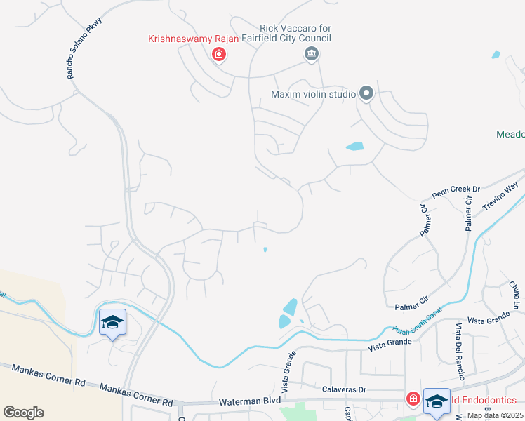 map of restaurants, bars, coffee shops, grocery stores, and more near 2516 Kingsmill Lane in Fairfield