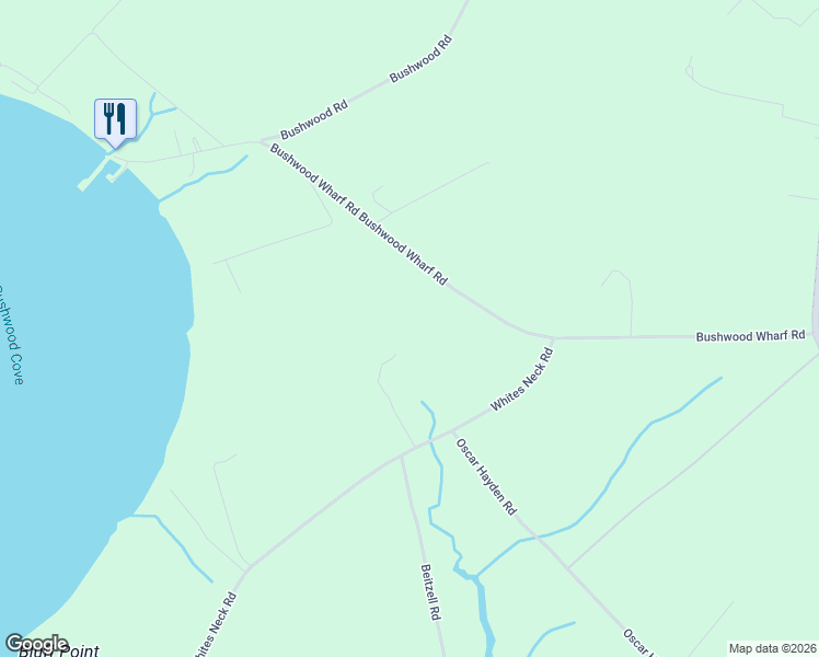 map of restaurants, bars, coffee shops, grocery stores, and more near 37165 Bushwood Wharf Road in Bushwood