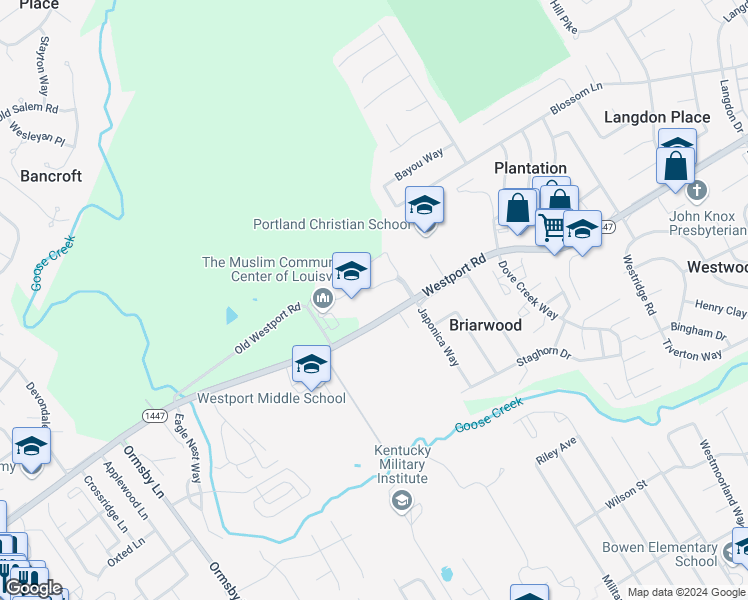 map of restaurants, bars, coffee shops, grocery stores, and more near 8507 Tapestry Circle in Louisville