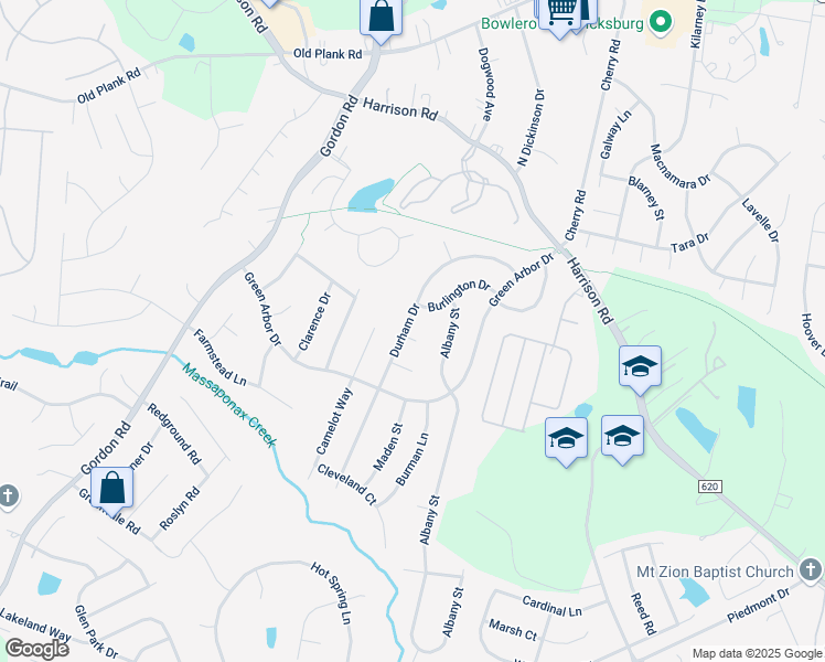 map of restaurants, bars, coffee shops, grocery stores, and more near 218 Durham Drive in Fredericksburg