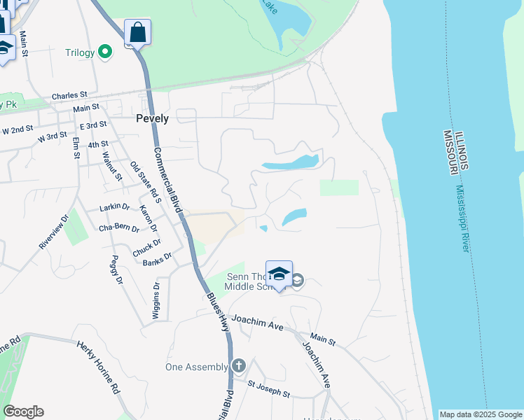 map of restaurants, bars, coffee shops, grocery stores, and more near 457 Pevely Heights Drive in Pevely