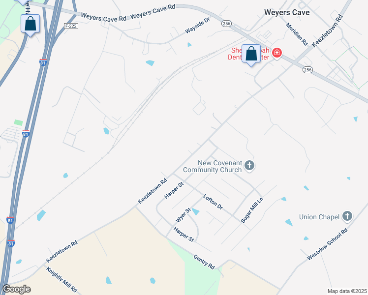 map of restaurants, bars, coffee shops, grocery stores, and more near 876 Keezletown Road in Weyers Cave