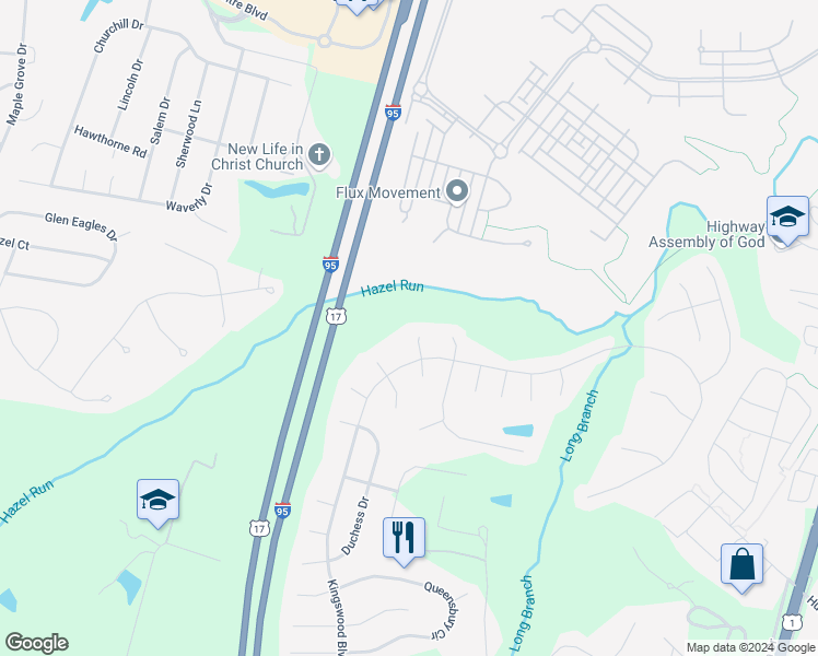 map of restaurants, bars, coffee shops, grocery stores, and more near 11806 Clifton Lane in Fredericksburg