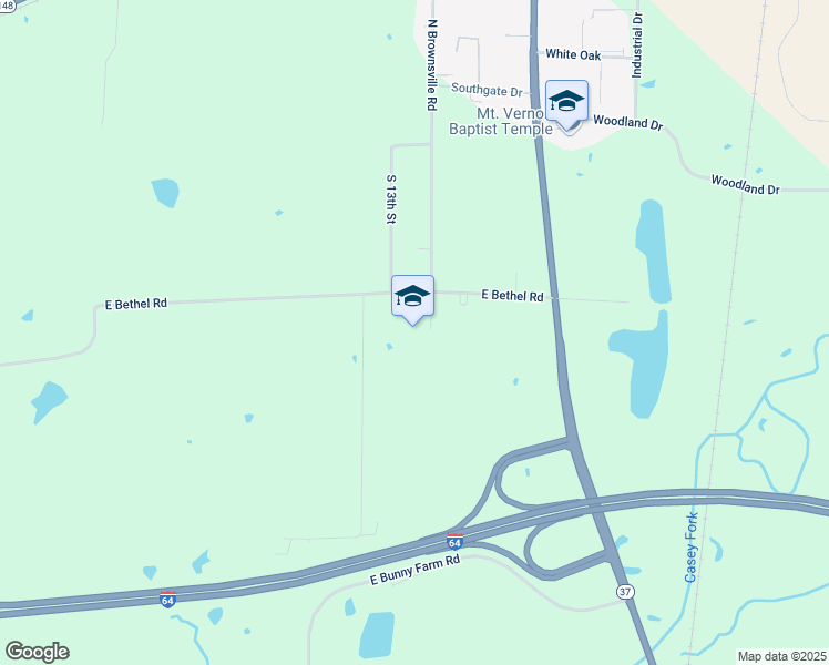 map of restaurants, bars, coffee shops, grocery stores, and more near 1201 East Bethel Road in Mount Vernon