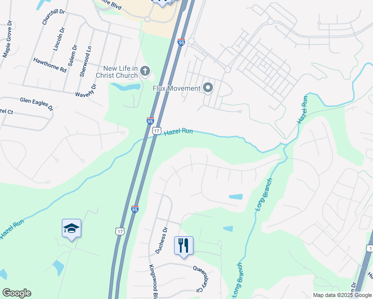 map of restaurants, bars, coffee shops, grocery stores, and more near 11806 Clifton Lane in Fredericksburg