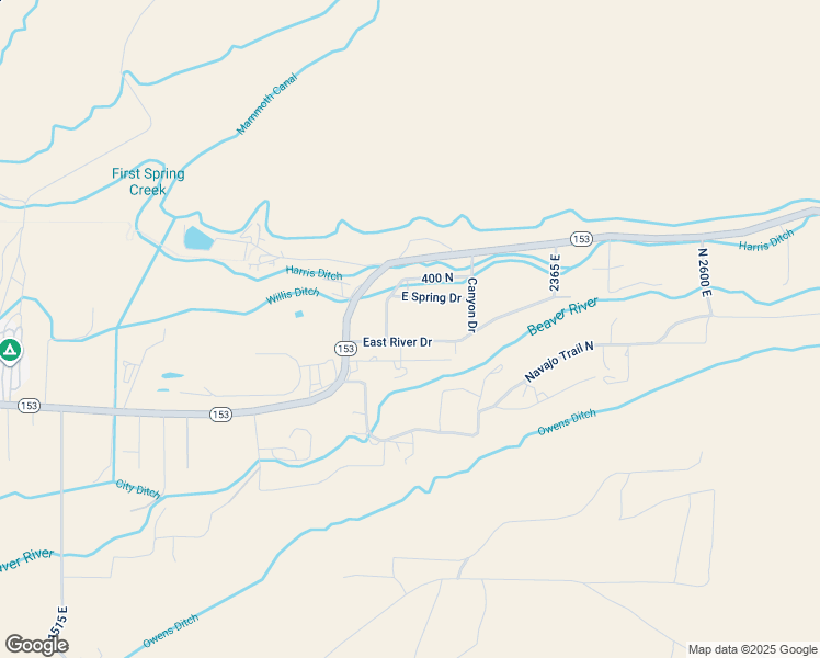 map of restaurants, bars, coffee shops, grocery stores, and more near 2133-2157 East Spring Drive in Beaver