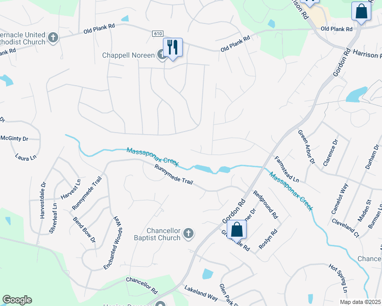 map of restaurants, bars, coffee shops, grocery stores, and more near 6910 Violet Drive in Fredericksburg