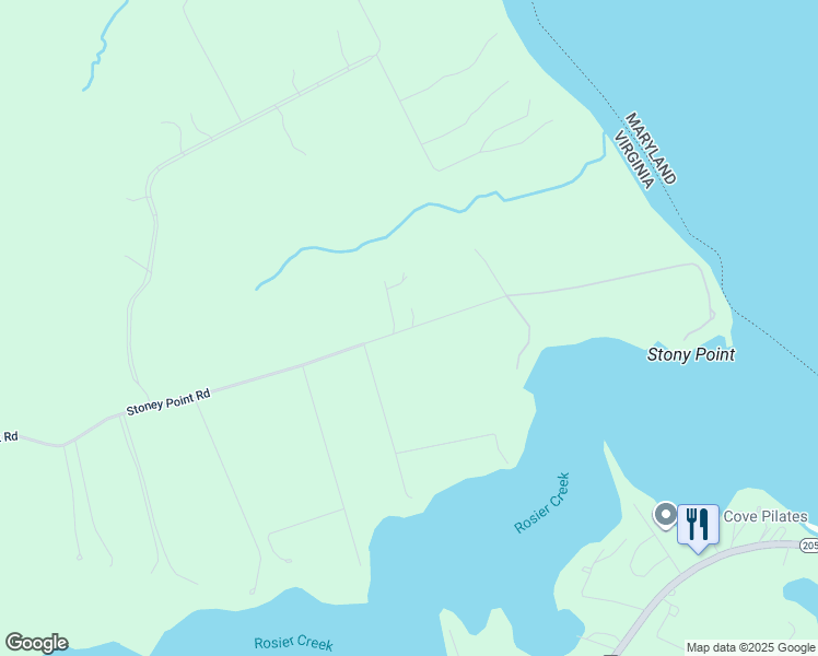 map of restaurants, bars, coffee shops, grocery stores, and more near 19161 Stoney Point Road in King George