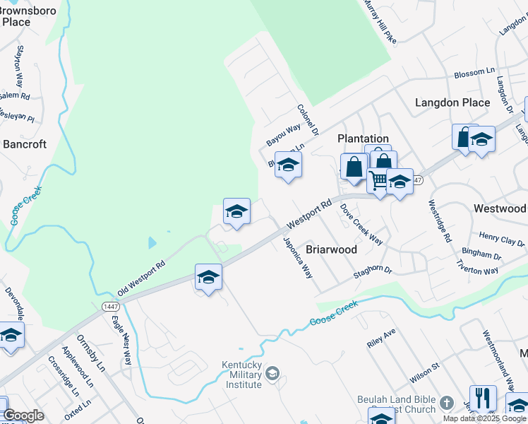 map of restaurants, bars, coffee shops, grocery stores, and more near 8508 Tapestry Circle in Louisville