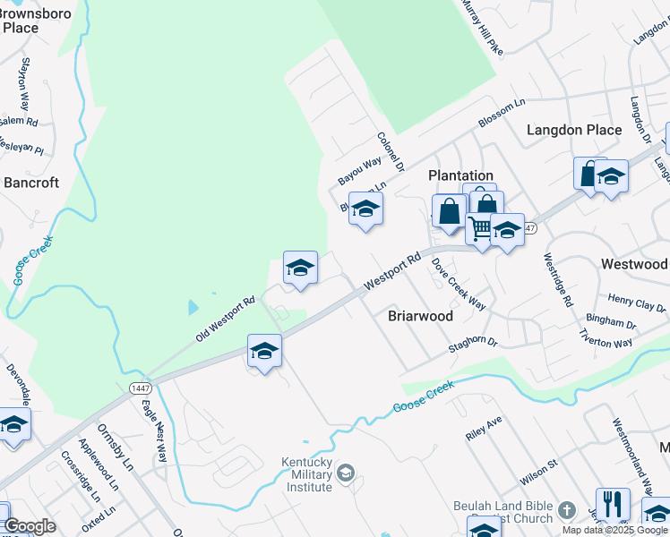 map of restaurants, bars, coffee shops, grocery stores, and more near 8508 Tapestry Circle in Louisville