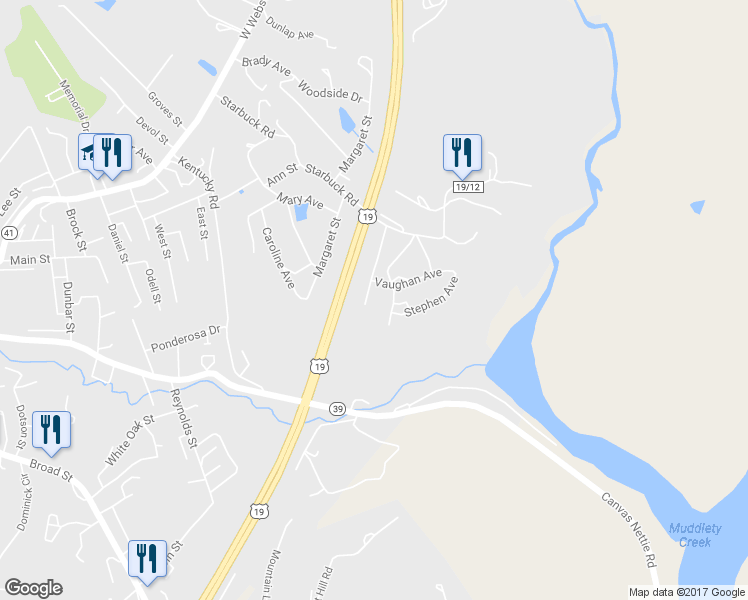 map of restaurants, bars, coffee shops, grocery stores, and more near 421 Bruce Drive in Summersville