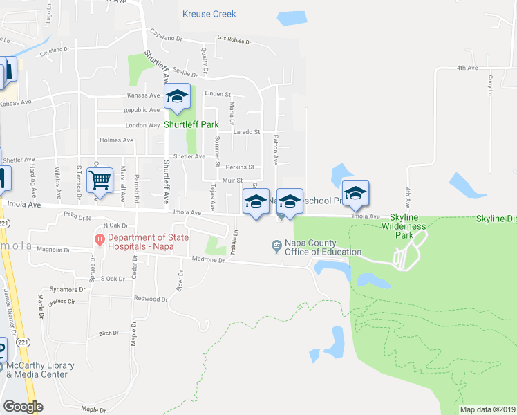 map of restaurants, bars, coffee shops, grocery stores, and more near 2098 Imola Avenue in Napa