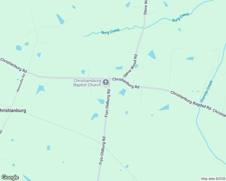 map of restaurants, bars, coffee shops, grocery stores, and more near 984 Frys-Oldburg Road in Bagdad