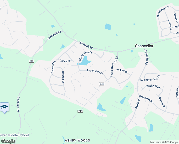 map of restaurants, bars, coffee shops, grocery stores, and more near 10724 Peach Tree Drive in Fredericksburg